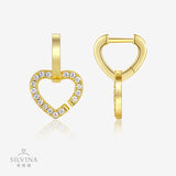 热销莫桑石耳环S925纯银电镀18K金时尚心形耳坠耳环女