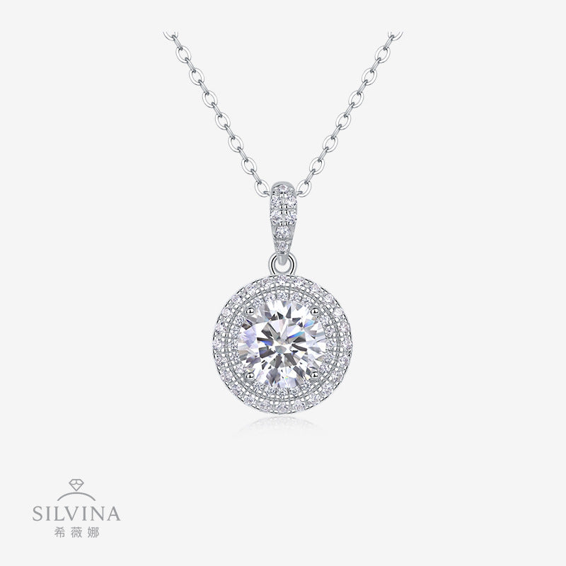 2克拉s925纯银莫桑石项链时尚轻奢求婚订婚女吊坠