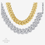 现批夸张嘻哈项链 14mm男士s925银莫桑石古巴项链