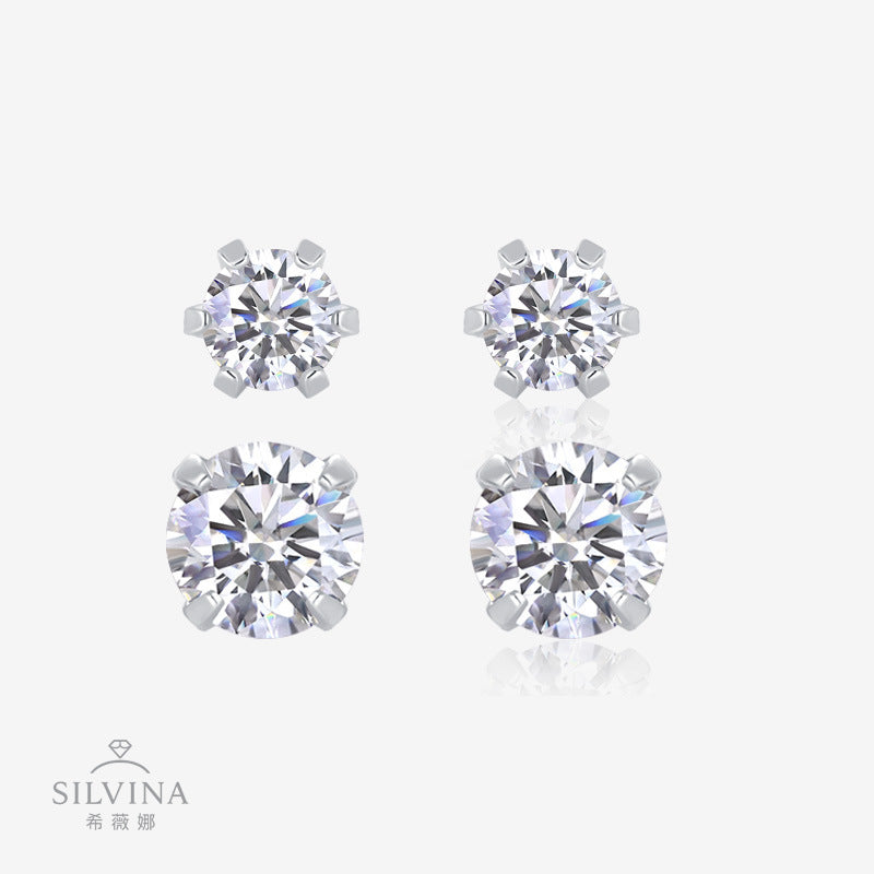 轻奢爆闪耳饰莫桑石耳钉长款纯银耳骨钉耳环耳钉