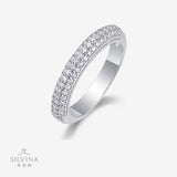 戒指嘻哈男士女士戒指 S925纯银戒指闭口半圈全莫桑戒指