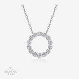 纯银镶莫桑女款气质超闪圆环饰品个性时尚圆圈锁骨链吊坠项