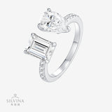 新品S925纯银镶嵌几何形戒指个性时尚轻奢指环女款